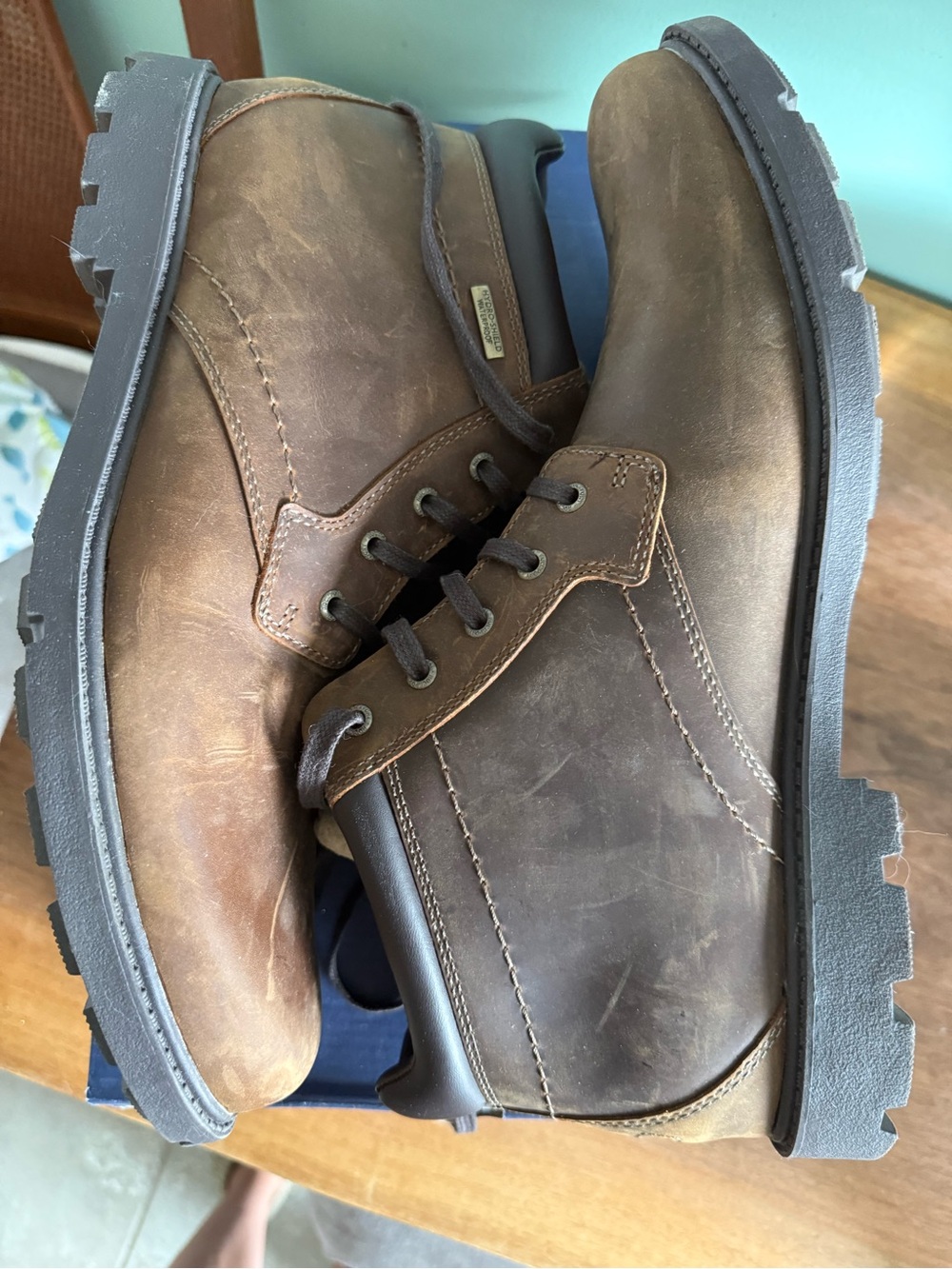 Rockport Brown Leather Lace-Up Boots